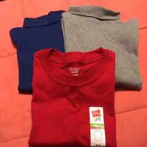 C) Bundle of three 2 long sleeve turtlenecks one short sleeve tshirt. One NWT